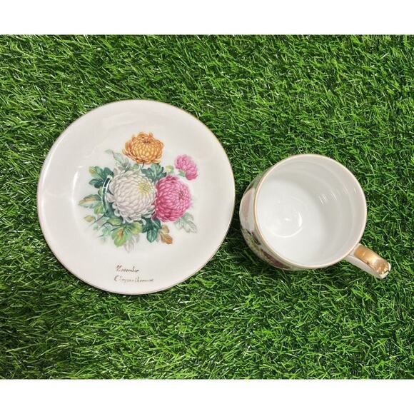 Vintage Norcrest Fine China Tea Cup Saucer‎ Set November Chrysanthemum - Picture 2 of 9